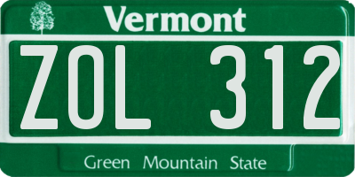 VT license plate ZOL312