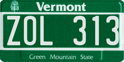 VT license plate ZOL313
