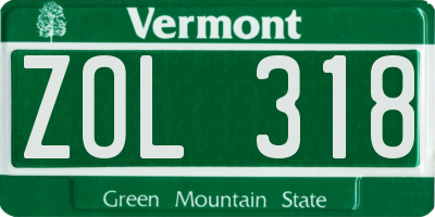 VT license plate ZOL318