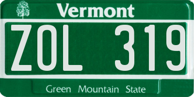 VT license plate ZOL319