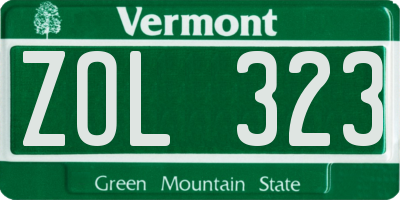 VT license plate ZOL323