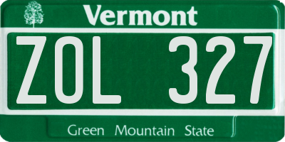 VT license plate ZOL327