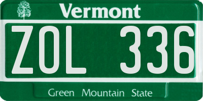 VT license plate ZOL336