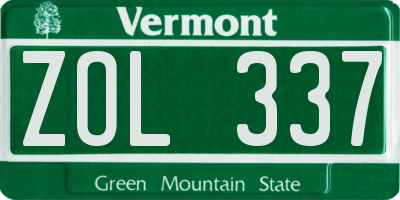 VT license plate ZOL337