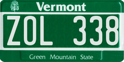 VT license plate ZOL338
