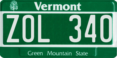 VT license plate ZOL340