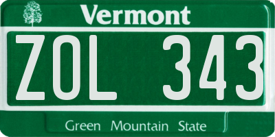 VT license plate ZOL343