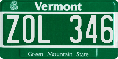 VT license plate ZOL346