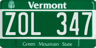 VT license plate ZOL347