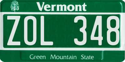 VT license plate ZOL348