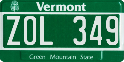 VT license plate ZOL349