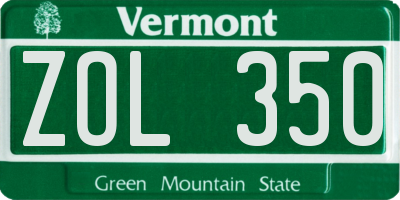 VT license plate ZOL350