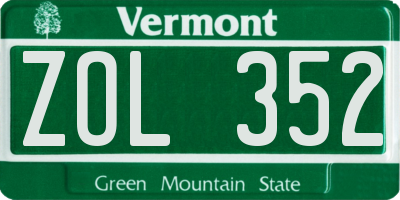 VT license plate ZOL352