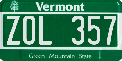 VT license plate ZOL357