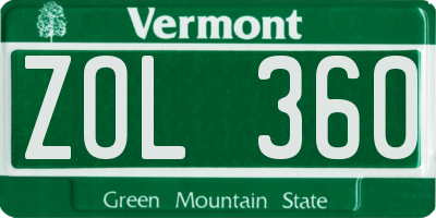 VT license plate ZOL360