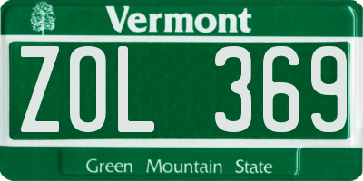 VT license plate ZOL369