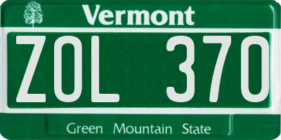 VT license plate ZOL370