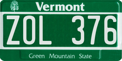 VT license plate ZOL376