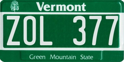 VT license plate ZOL377