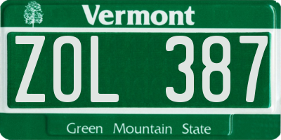 VT license plate ZOL387