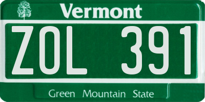 VT license plate ZOL391
