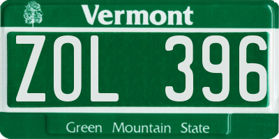 VT license plate ZOL396