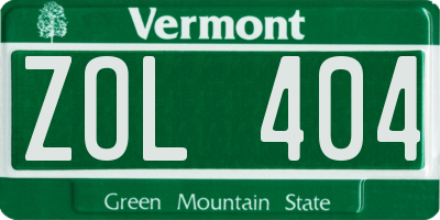 VT license plate ZOL404