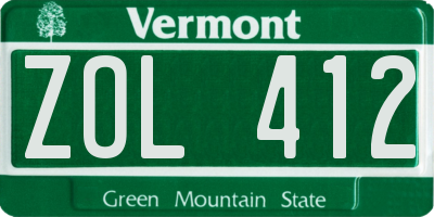VT license plate ZOL412