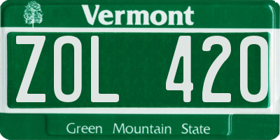 VT license plate ZOL420