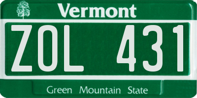 VT license plate ZOL431