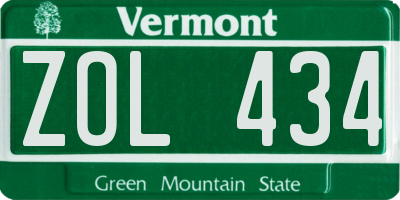 VT license plate ZOL434
