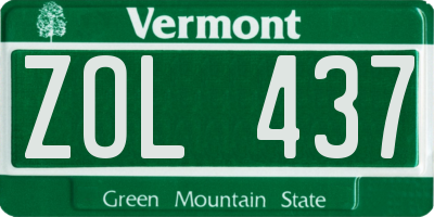 VT license plate ZOL437