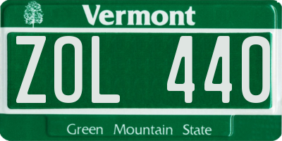 VT license plate ZOL440