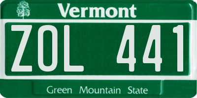 VT license plate ZOL441