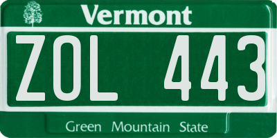 VT license plate ZOL443
