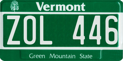 VT license plate ZOL446