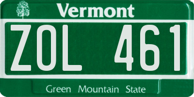 VT license plate ZOL461