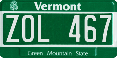 VT license plate ZOL467