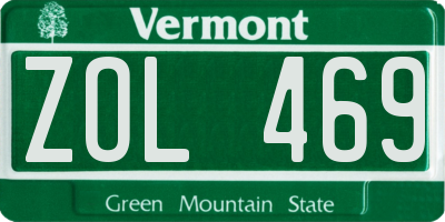 VT license plate ZOL469