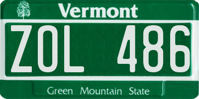VT license plate ZOL486
