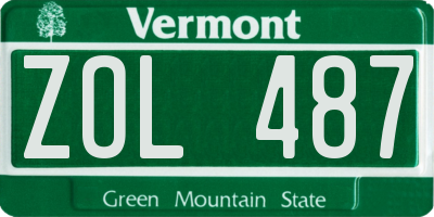 VT license plate ZOL487