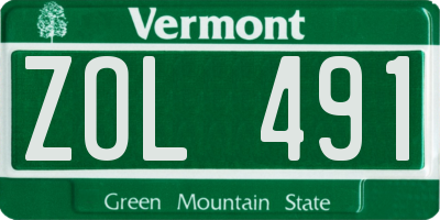 VT license plate ZOL491
