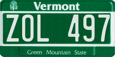 VT license plate ZOL497