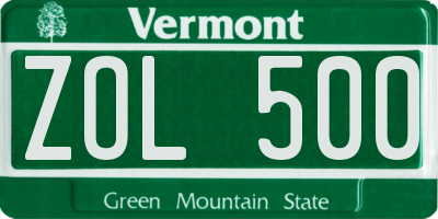 VT license plate ZOL500