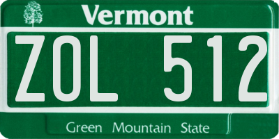 VT license plate ZOL512