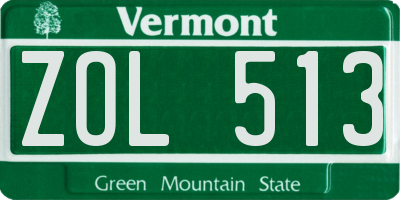 VT license plate ZOL513