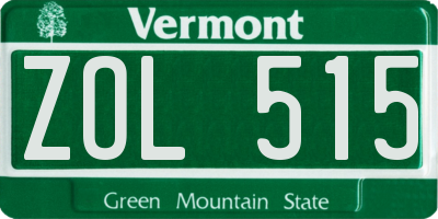 VT license plate ZOL515
