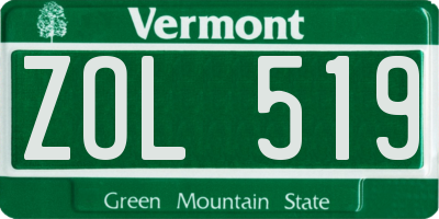 VT license plate ZOL519