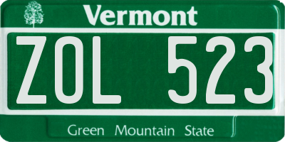 VT license plate ZOL523