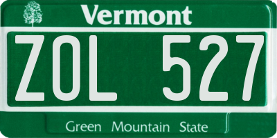 VT license plate ZOL527